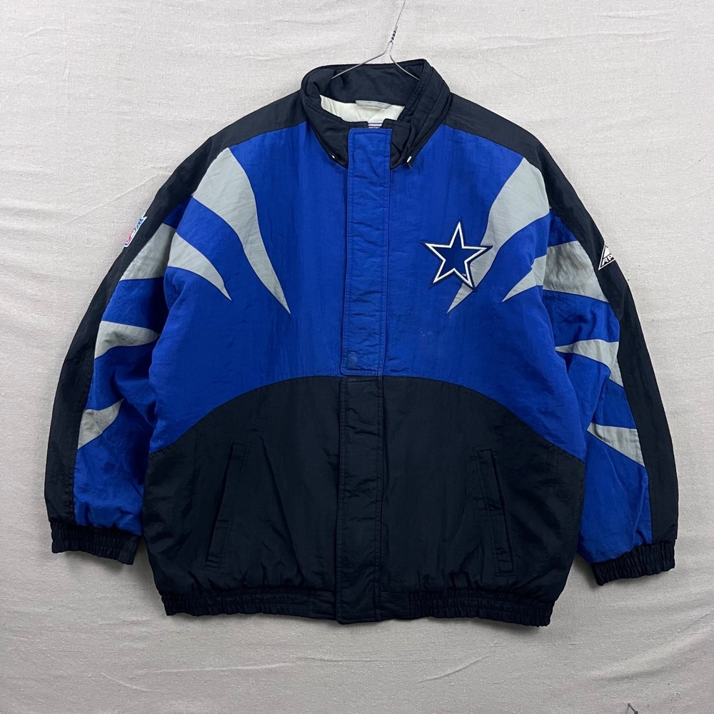 Apex One Dallas Cowboys Shark Tooth Jacket XL Blue Black Vintage 90s NFL Puffer